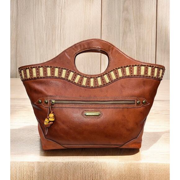 Y2K Isabella Fiore Large Leather Beaded Applique Handbag - Picture 2 of 10